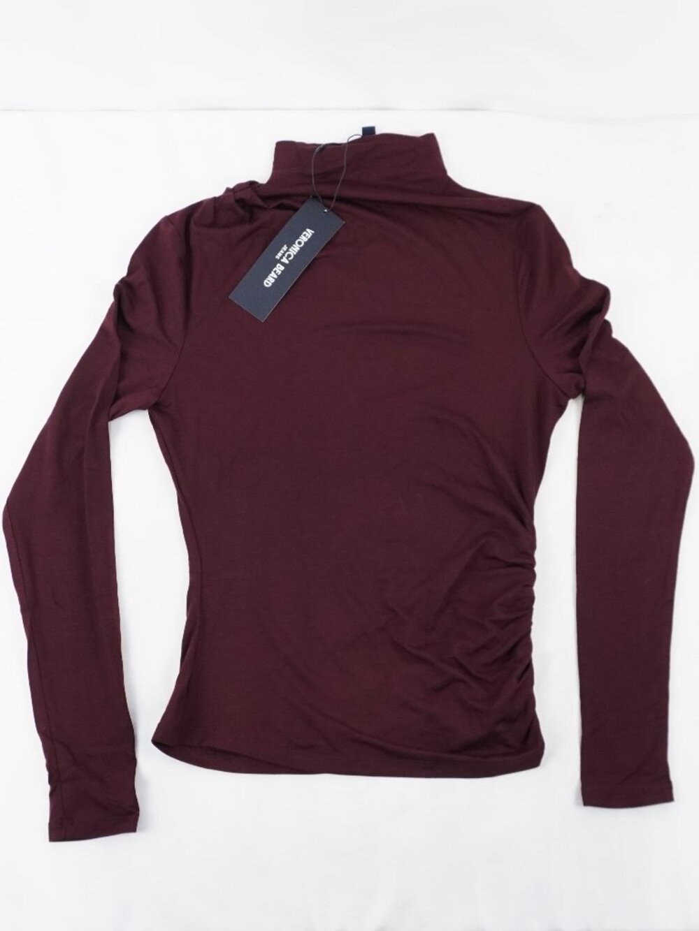 Veronica Beard Mylie Gathered Long-Sleeve Top In Raisin Women's Size XS - NWT